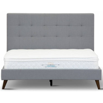 Volga Queen Bed Platform Frame Fabric Upholstered Mattress Base - Grey Payday Deals