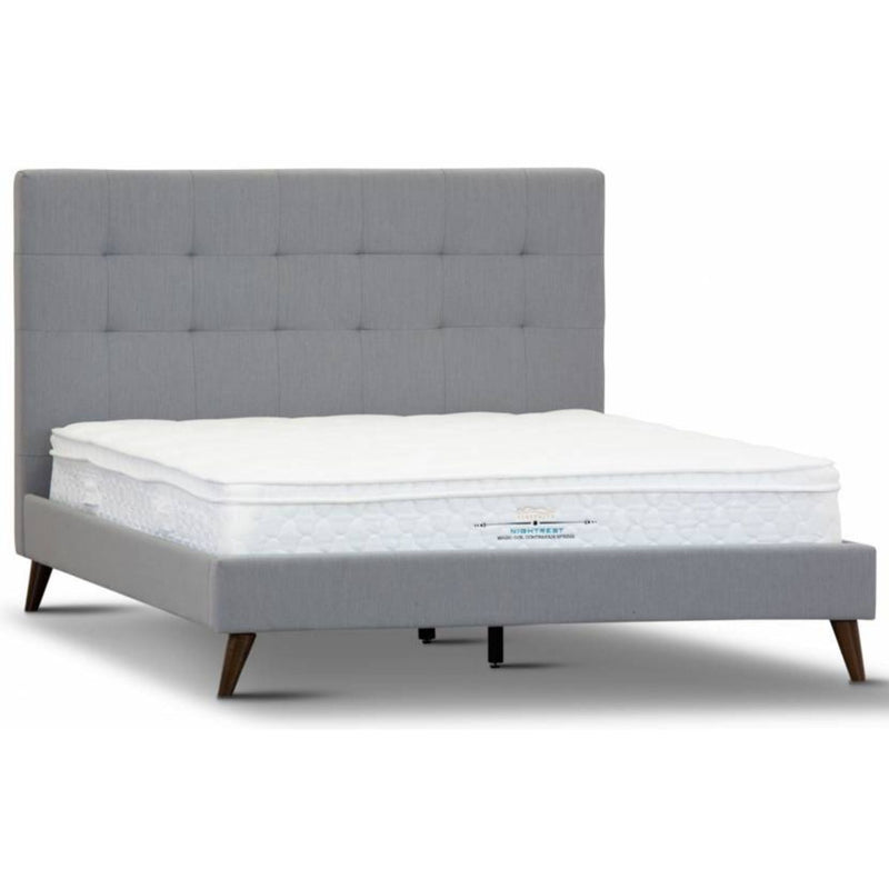 Volga Queen Bed Platform Frame Fabric Upholstered Mattress Base - Grey Payday Deals