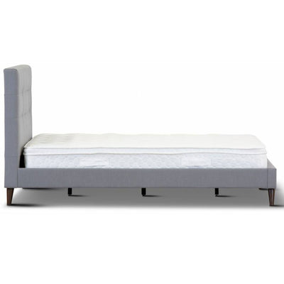 Volga Queen Bed Platform Frame Fabric Upholstered Mattress Base - Grey Payday Deals