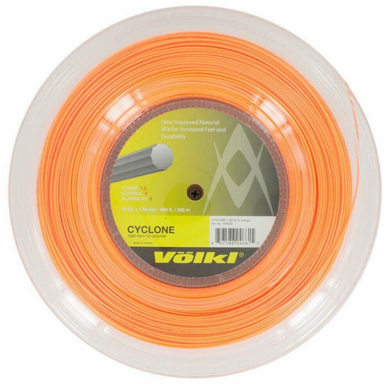 Völkl Cyclone 200m Reel Tennis Racquet Strings 16g / 1.30mm - Fluro Orange Payday Deals