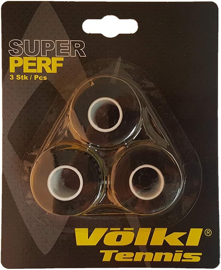 Volkl Super Perf Over Grip Overgrip Tennis Squash Badminton - 3 Pack - Black Payday Deals