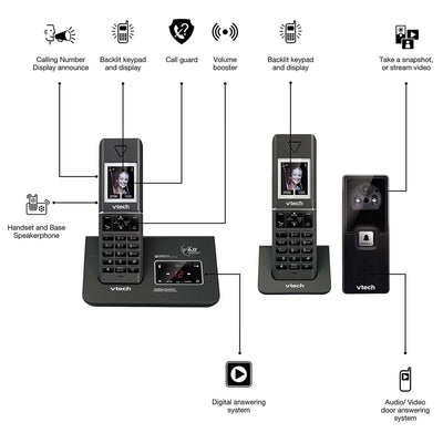 VTech 15951 Twin DECT 6.0 Cordless Home Phone w Video Doorbell Answering Machine Payday Deals