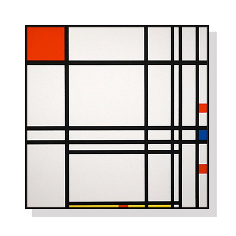 Wall Art 100cmx100cm Abstract Art By Piet Mondrian Black Frame Canvas Payday Deals