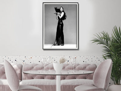 Wall Art 100cmx150cm Cher Music Black and White, Black Frame Canvas Payday Deals