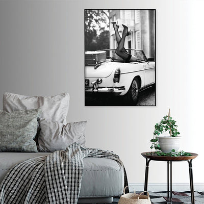 Wall Art 100cmx150cm High Heels in Classic Car Black Frame Canvas Payday Deals