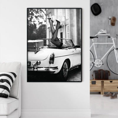 Wall Art 100cmx150cm High Heels in Classic Car Black Frame Canvas Payday Deals