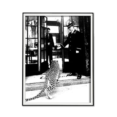 Wall Art 100cmx150cm Luxury Brand Leopard Jewelry Shop Poster, Black Frame Canvas Payday Deals