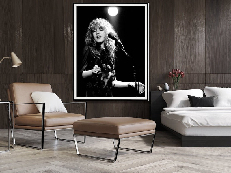 Wall Art 100cmx150cm Young Stevie Nicks in Concert Poster, Black Frame Canvas Payday Deals