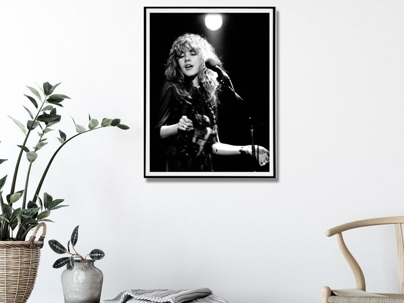 Wall Art 100cmx150cm Young Stevie Nicks in Concert Poster, Black Frame Canvas Payday Deals