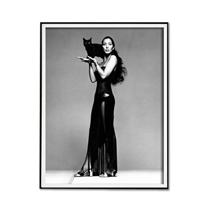 Wall Art 30cmx40cm Cher Music Black and White, Black Frame Canvas Payday Deals