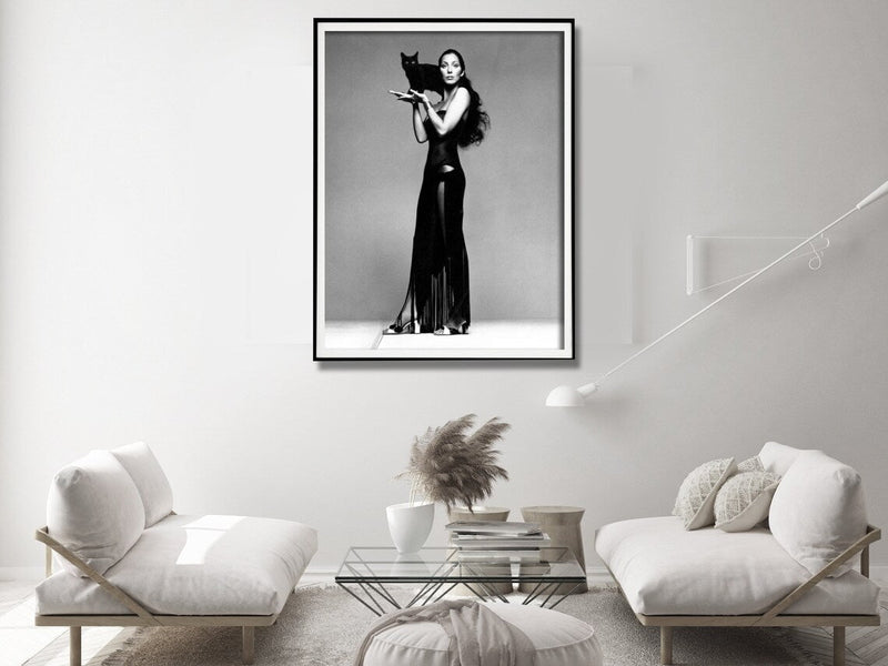 Wall Art 30cmx40cm Cher Music Black and White, Black Frame Canvas Payday Deals