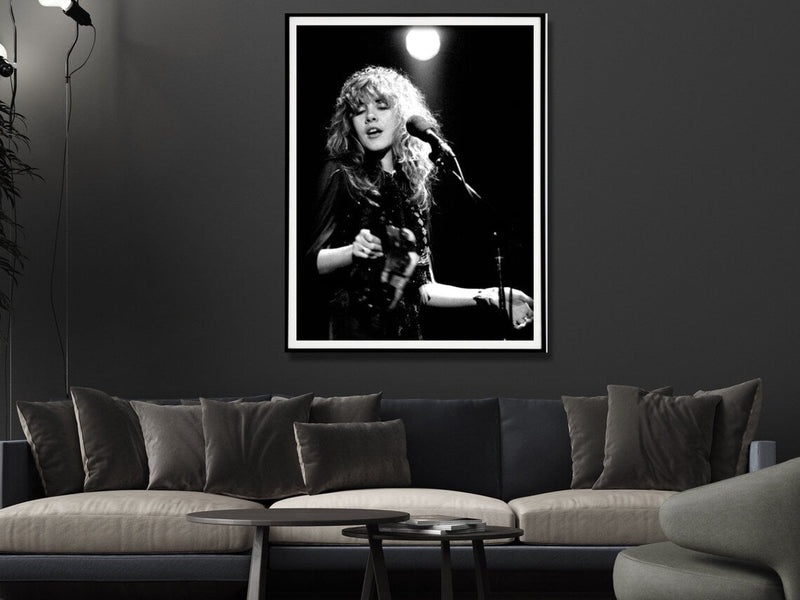 Wall Art 30cmx40cm Young Stevie Nicks in Concert Poster, Black Frame Canvas Payday Deals