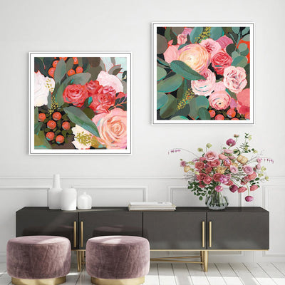 Wall Art 40cmx40cm Eucalyptus Bouquet 2 Sets White Frame Canvas Payday Deals