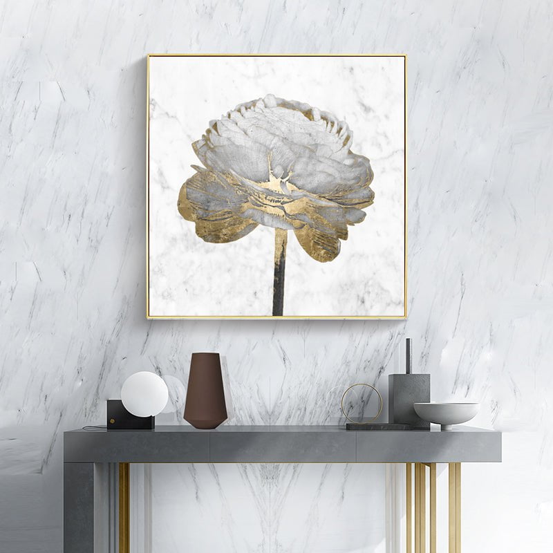 Wall Art 40cmx40cm Gold And White Blossom On White 2 Sets Gold Frame Canvas Payday Deals