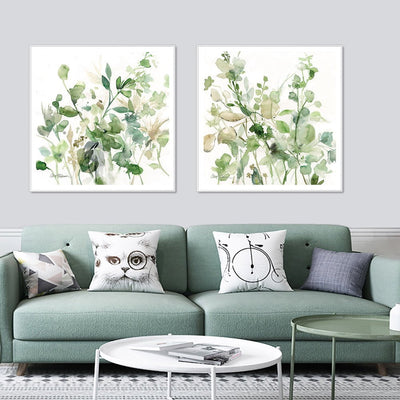 Wall Art 40cmx40cm  Sage Garden By Carol Robinson 2 Sets White Frame Canvas Payday Deals