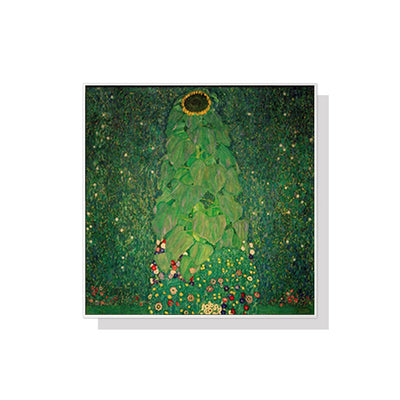 Wall Art 40cmx40cm Sunflower by Gustav Klimt White Frame Canvas Payday Deals