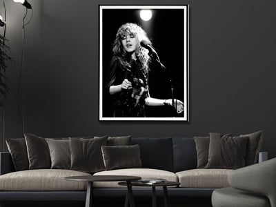 Wall Art 50cmx70cm Young Stevie Nicks in Concert Poster, Black Frame Canvas Payday Deals