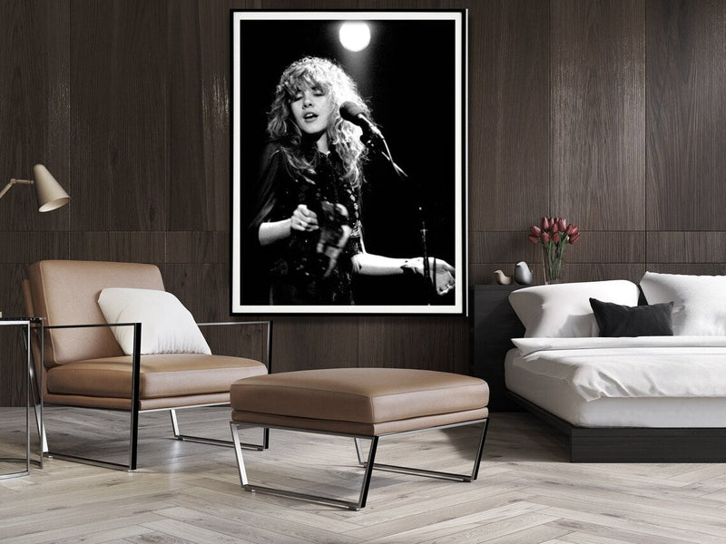 Wall Art 50cmx70cm Young Stevie Nicks in Concert Poster, Black Frame Canvas Payday Deals