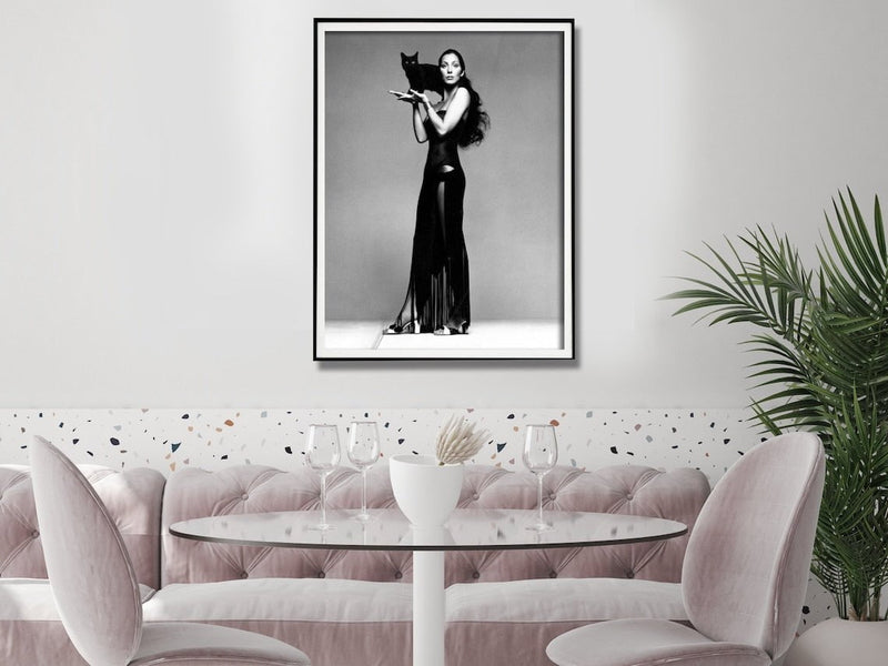 Wall Art 60cmx90cm Cher Music Black and White, Black Frame Canvas Payday Deals