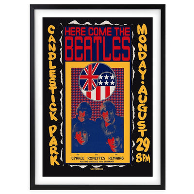 Wall Art's The Beatles - The Ronettes - Candlestick Park Large 105cm x 81cm Framed A1 Art Print Payday Deals