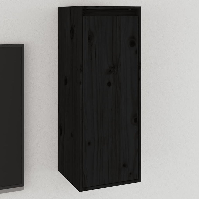 Wall Cabinet Black 30x30x80 cm Solid Wood Pine Payday Deals