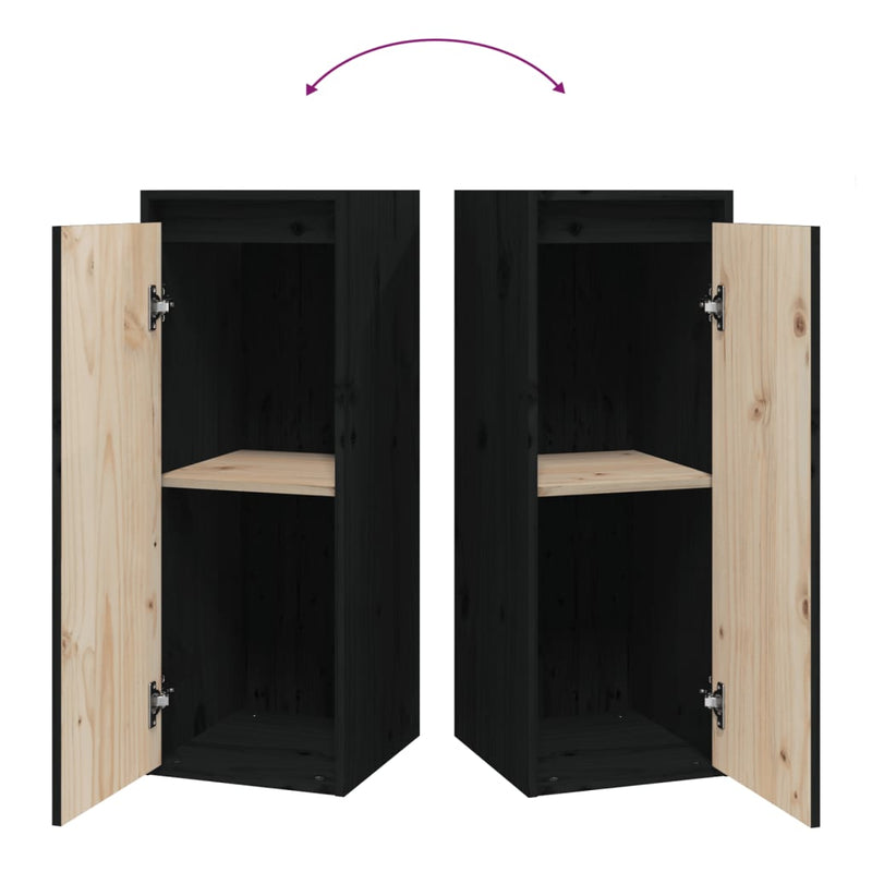 Wall Cabinet Black 30x30x80 cm Solid Wood Pine Payday Deals