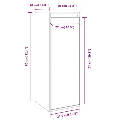Wall Cabinet Black 30x30x80 cm Solid Wood Pine Payday Deals