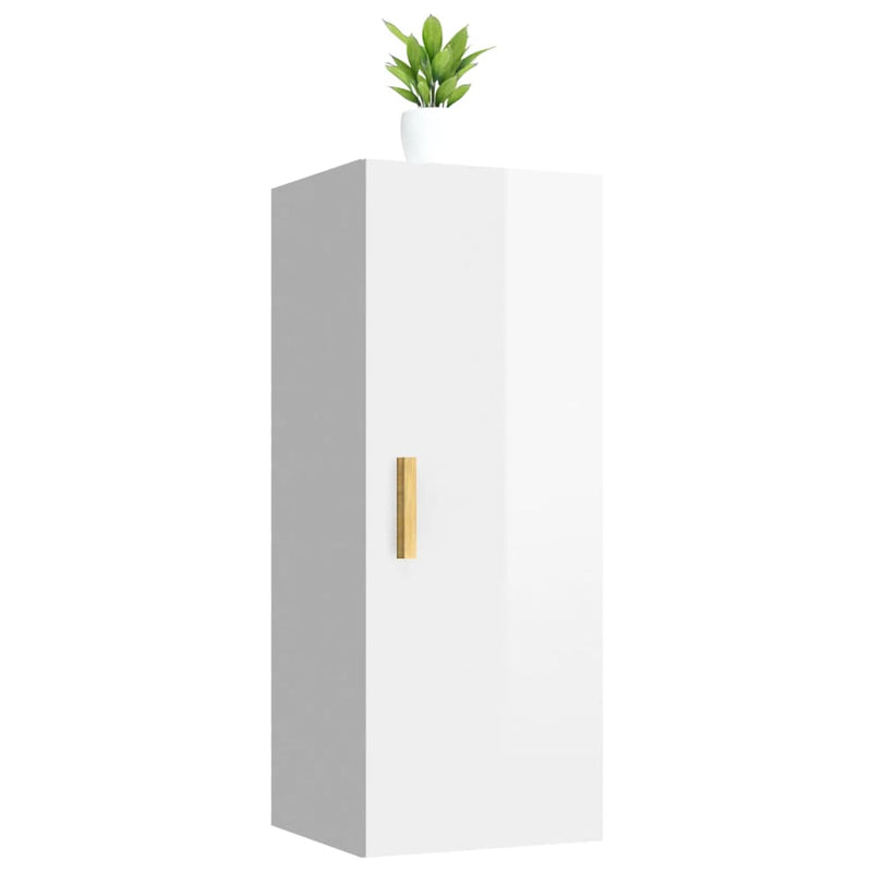 Wall Cabinet High Gloss White 34.5x34x90 cm Engineered Wood Payday Deals