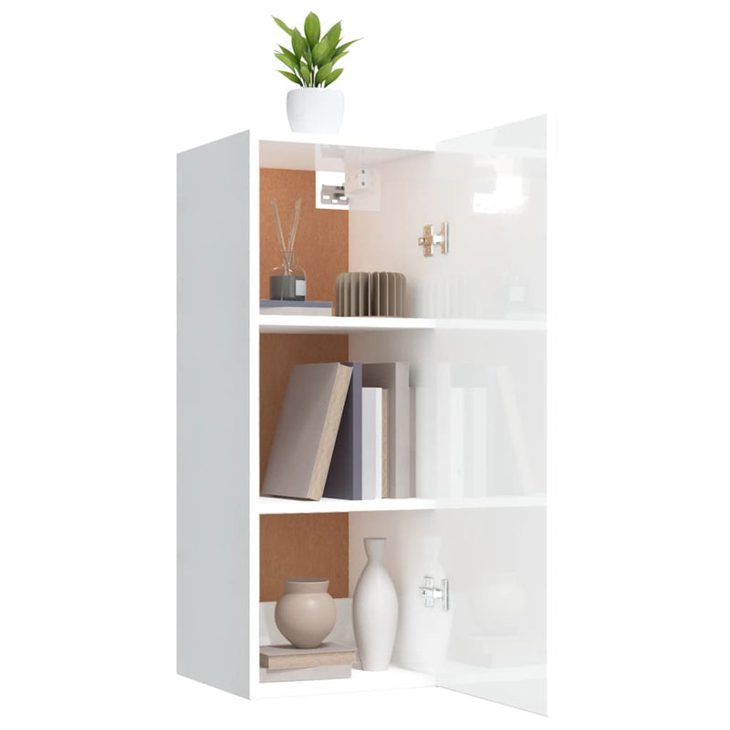 Wall Cabinet High Gloss White 34.5x34x90 cm Engineered Wood Payday Deals