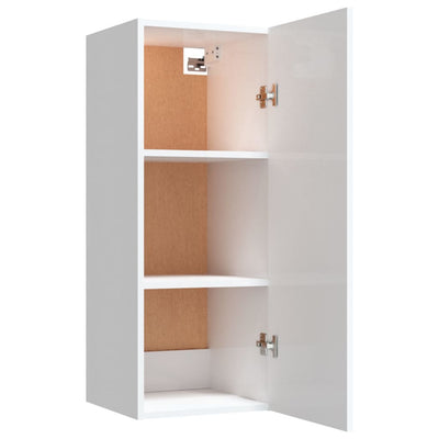 Wall Cabinet High Gloss White 34.5x34x90 cm Engineered Wood Payday Deals