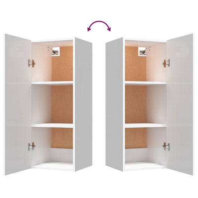 Wall Cabinet High Gloss White 34.5x34x90 cm Engineered Wood Payday Deals
