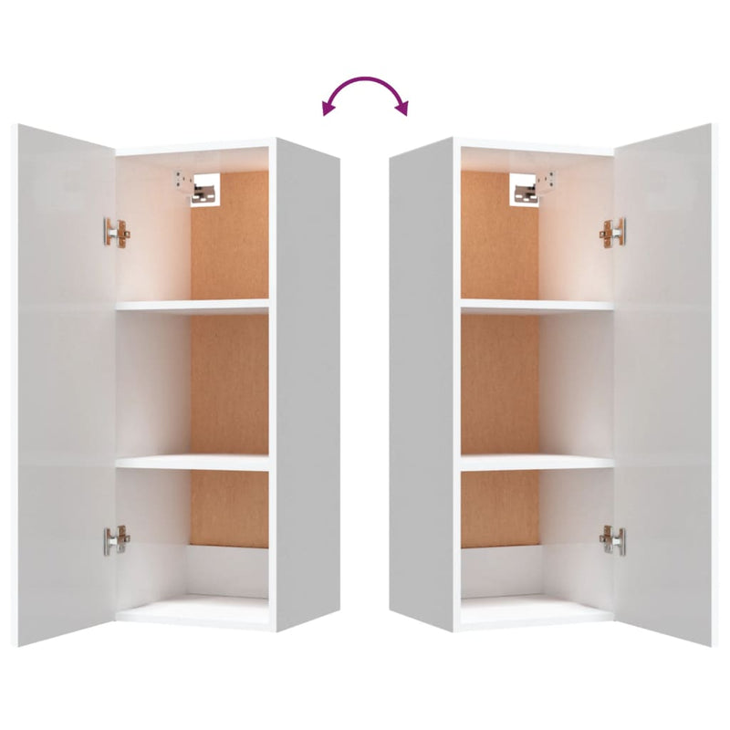 Wall Cabinet High Gloss White 34.5x34x90 cm Engineered Wood Payday Deals