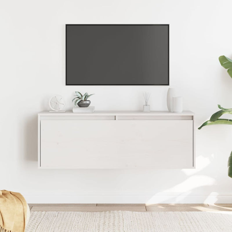 Wall Cabinet White 100x30x35 cm Solid Wood Pine Payday Deals