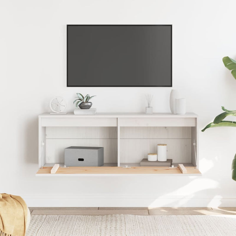 Wall Cabinet White 100x30x35 cm Solid Wood Pine Payday Deals