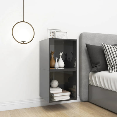 Wall Cabinets 2 pcs High Gloss Grey 37x37x37 cm Engineered Wood Payday Deals