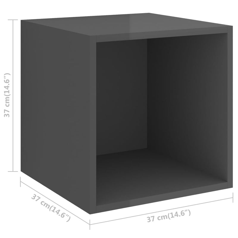 Wall Cabinets 2 pcs High Gloss Grey 37x37x37 cm Engineered Wood Payday Deals