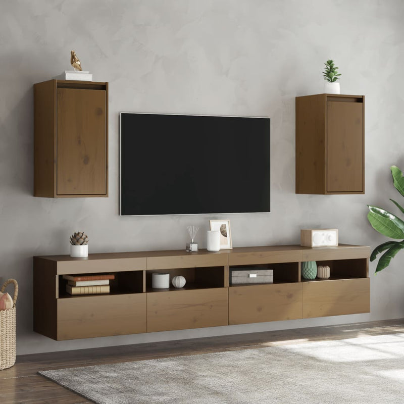 Wall Cabinets 2 pcs Honey Brown 30x30x60 cm Solid Wood Pine Payday Deals