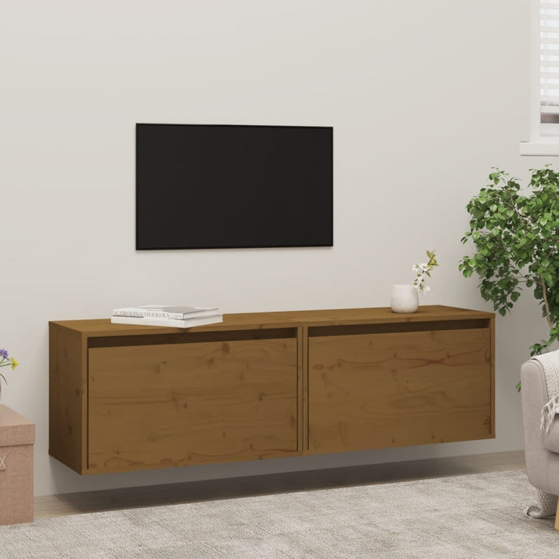 Wall Cabinets 2 pcs Honey Brown 60x30x35 cm Solid Wood Pine Payday Deals