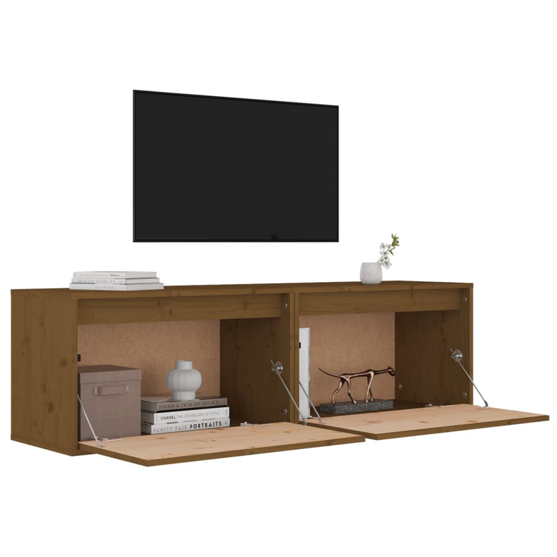 Wall Cabinets 2 pcs Honey Brown 60x30x35 cm Solid Wood Pine Payday Deals