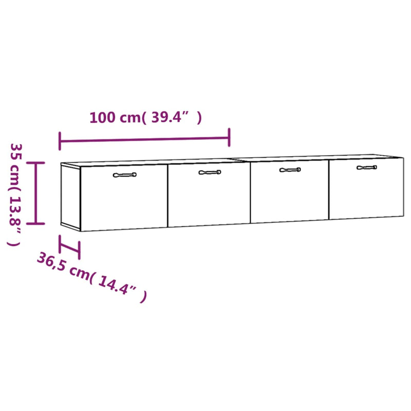 Wall Cabinets 2 pcs White 100x36.5x35 cm Engineered Wood Payday Deals