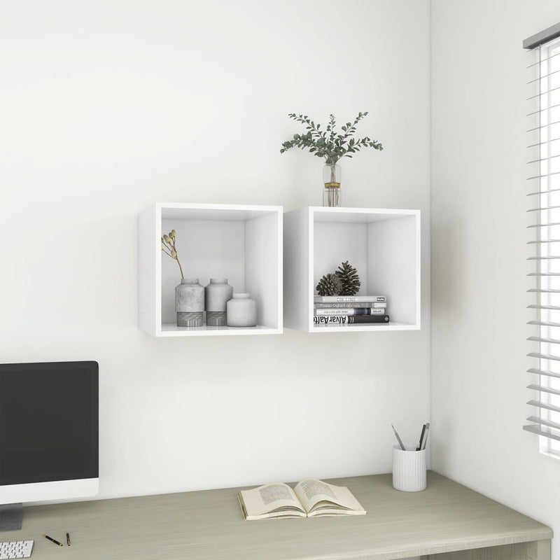Wall Cabinets 2 pcs White 37x37x37 cm Engineered Wood Payday Deals