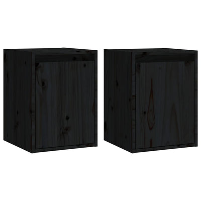 Wall Cabinets 2pcs Black 30x30x40 cm Solid Wood Pine Payday Deals