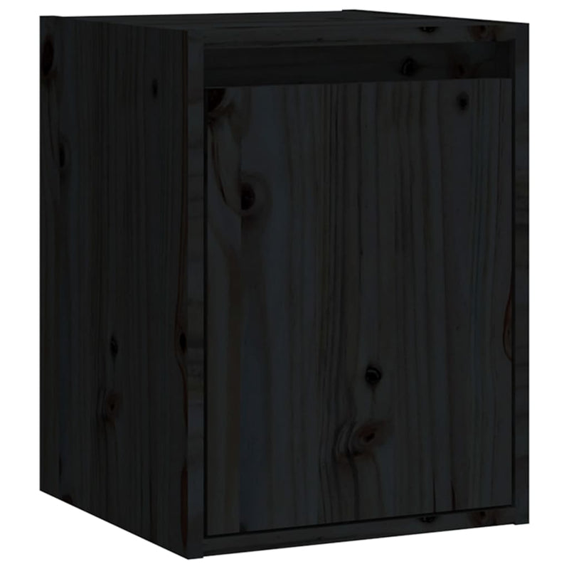 Wall Cabinets 2pcs Black 30x30x40 cm Solid Wood Pine Payday Deals