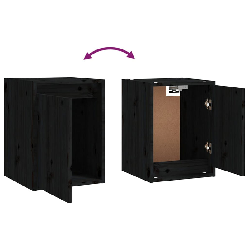 Wall Cabinets 2pcs Black 30x30x40 cm Solid Wood Pine Payday Deals