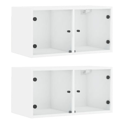 Wall Cabinets with Glass Doors 2 pcs White 68.5x37x35 cm Payday Deals
