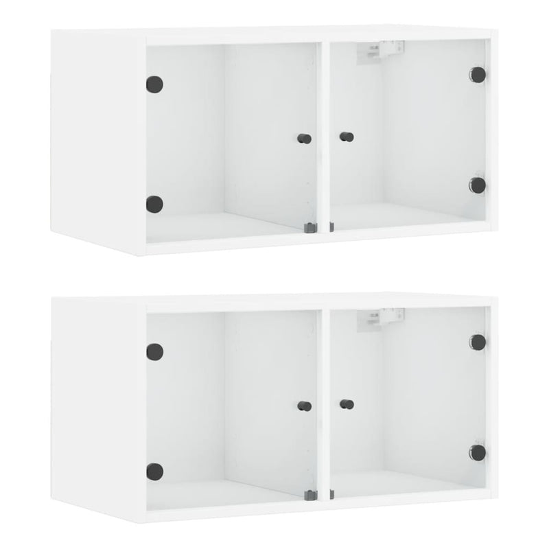 Wall Cabinets with Glass Doors 2 pcs White 68.5x37x35 cm Payday Deals