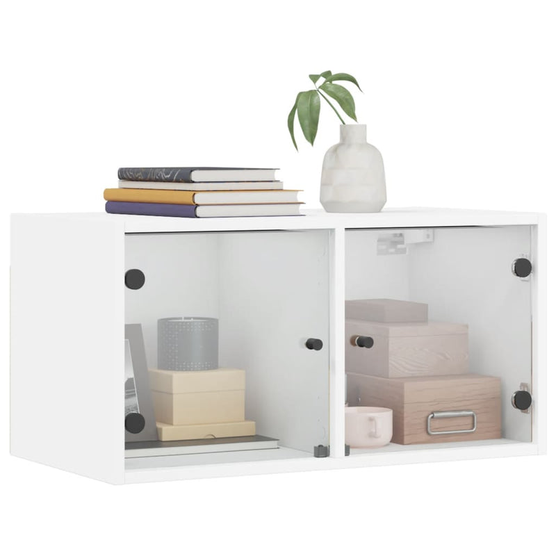 Wall Cabinets with Glass Doors 2 pcs White 68.5x37x35 cm Payday Deals