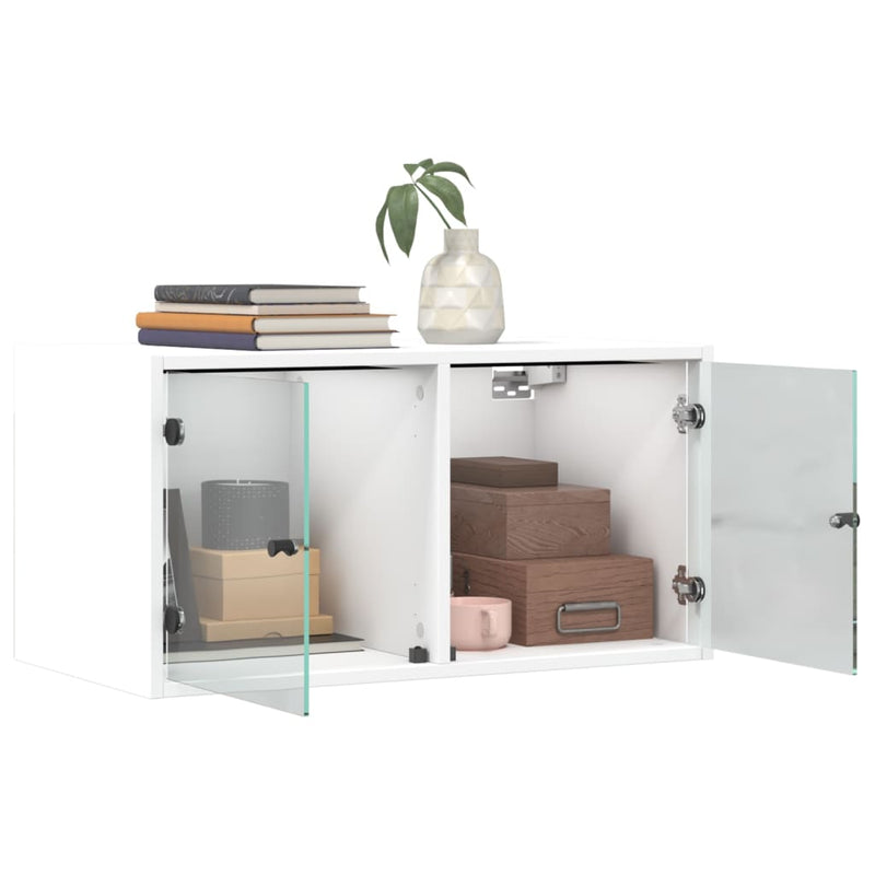 Wall Cabinets with Glass Doors 2 pcs White 68.5x37x35 cm Payday Deals
