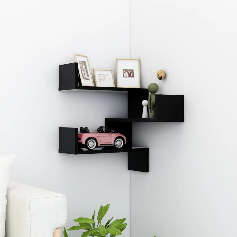 Wall Corner Shelf Black 40x40x50 cm Engineered Wood Payday Deals