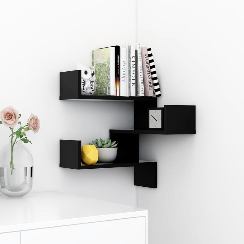 Wall Corner Shelf Black 40x40x50 cm Engineered Wood Payday Deals